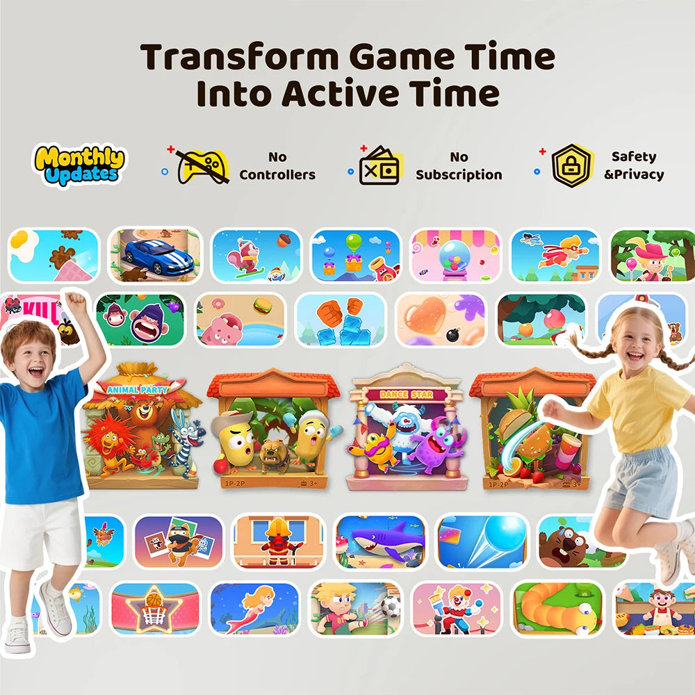 KINHANK MotionX Video Game Consoles with 30+Games for Kids & Families,Continuous Updates,Plug & Play Indoor Active Play System