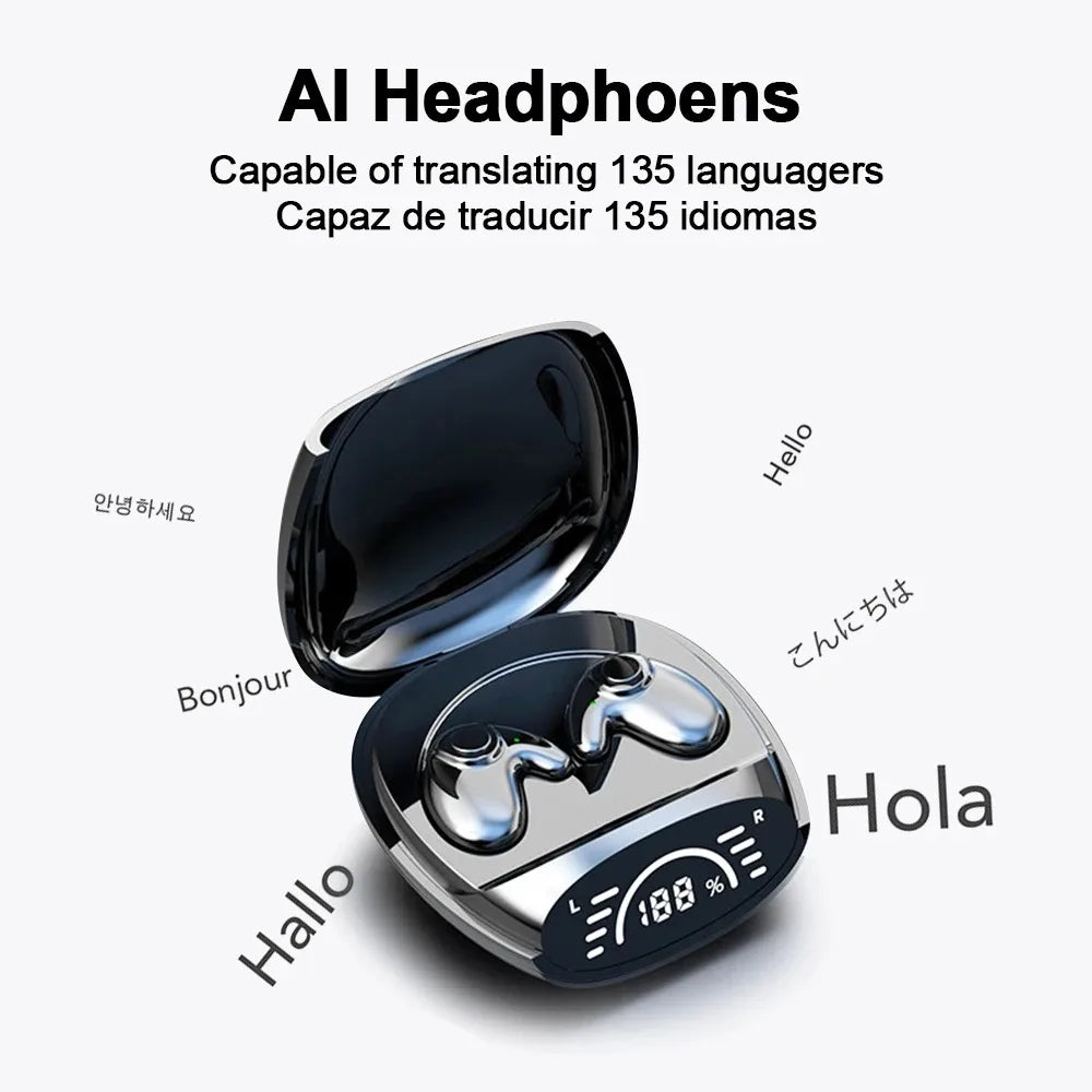 Bluetooth 5.3 AI Translation Earphones Support 135 Language Wireless Headphones Sleep Headsets HiFi Noise Reduction Earbuds