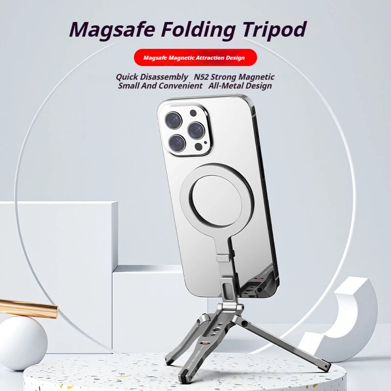Aluminum For Magsafe Tripod Magnetic Phone Holder Universal Magnetic Phone Tripod Mount Foldable Camera Phone Tripod Stand