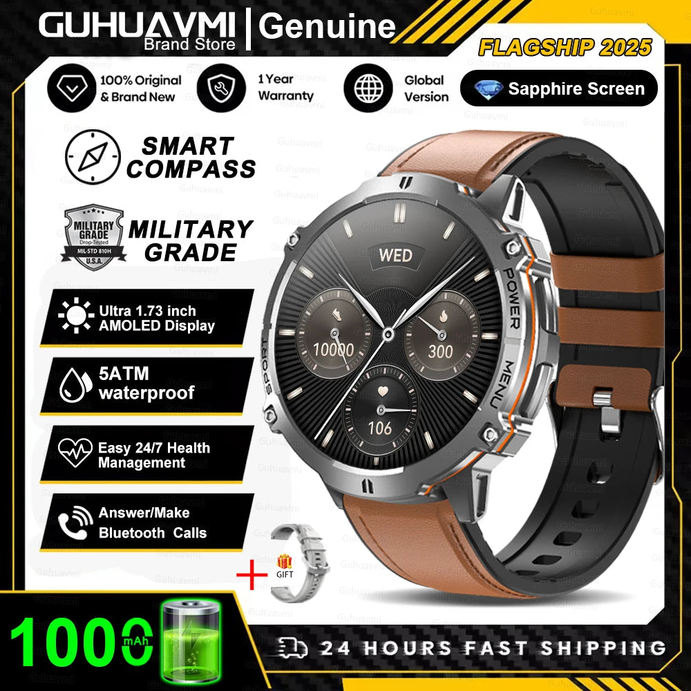 T-Rex 3 Military Grade 1000mAh Battery Smart Watch 10ATM Waterproof GPS Compass Altimeter Call AMOLED Men Swim Sports Smartwatch
