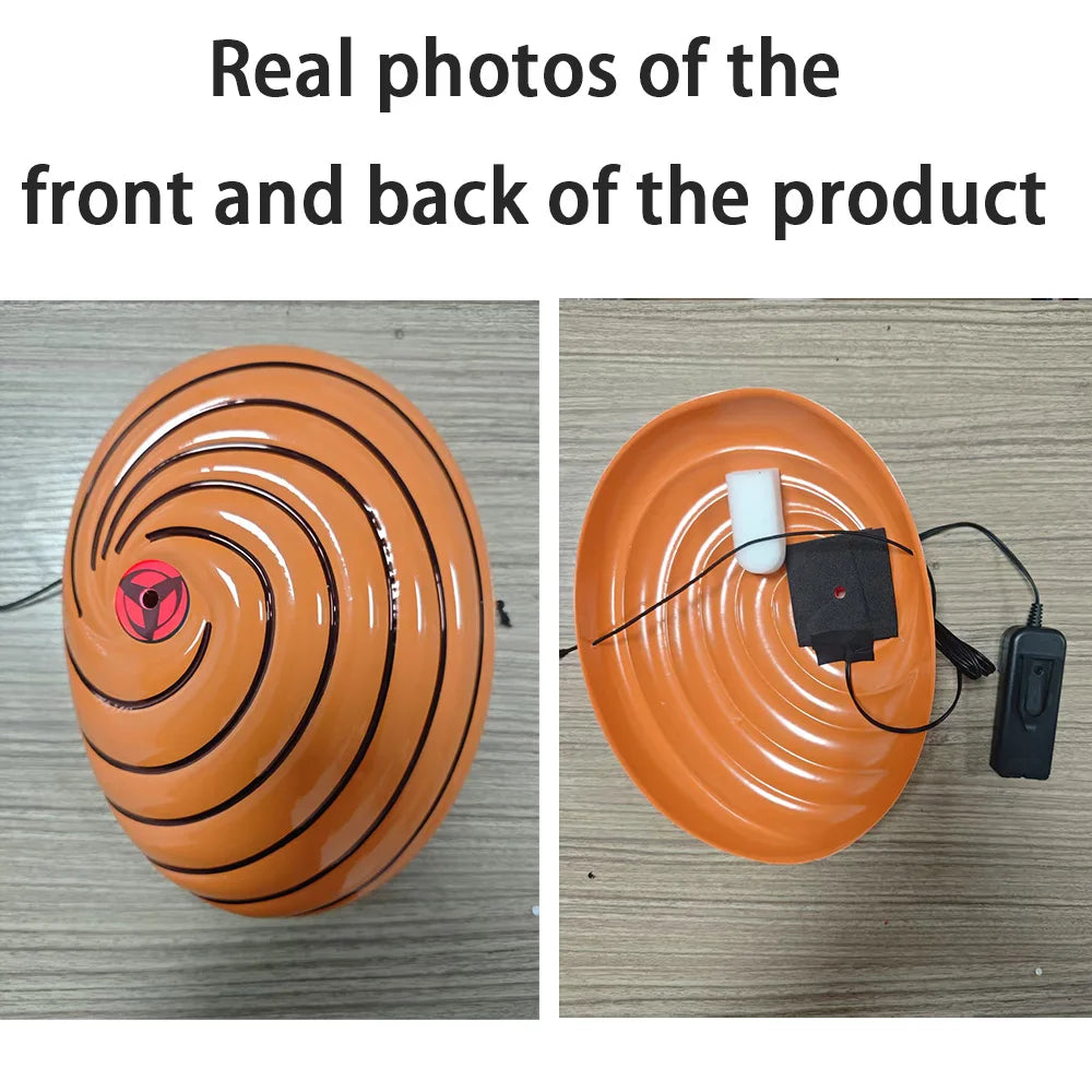 Akatsuki Tobi Uchiha Mask with LED Red Sharingan Eyes Glowing Full Face Cosplay Prop for Halloween Anime Convention Party