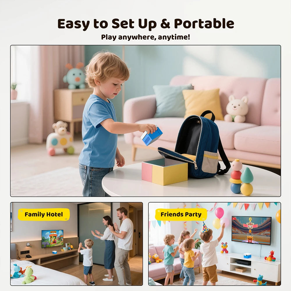 KINHANK MotionX Video Game Consoles with 30+Games for Kids & Families,Continuous Updates,Plug & Play Indoor Active Play System