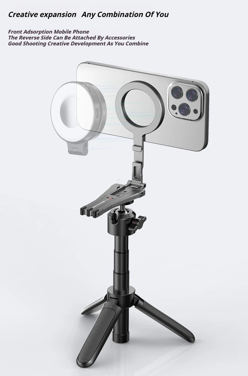 Aluminum For Magsafe Tripod Magnetic Phone Holder Universal Magnetic Phone Tripod Mount Foldable Camera Phone Tripod Stand