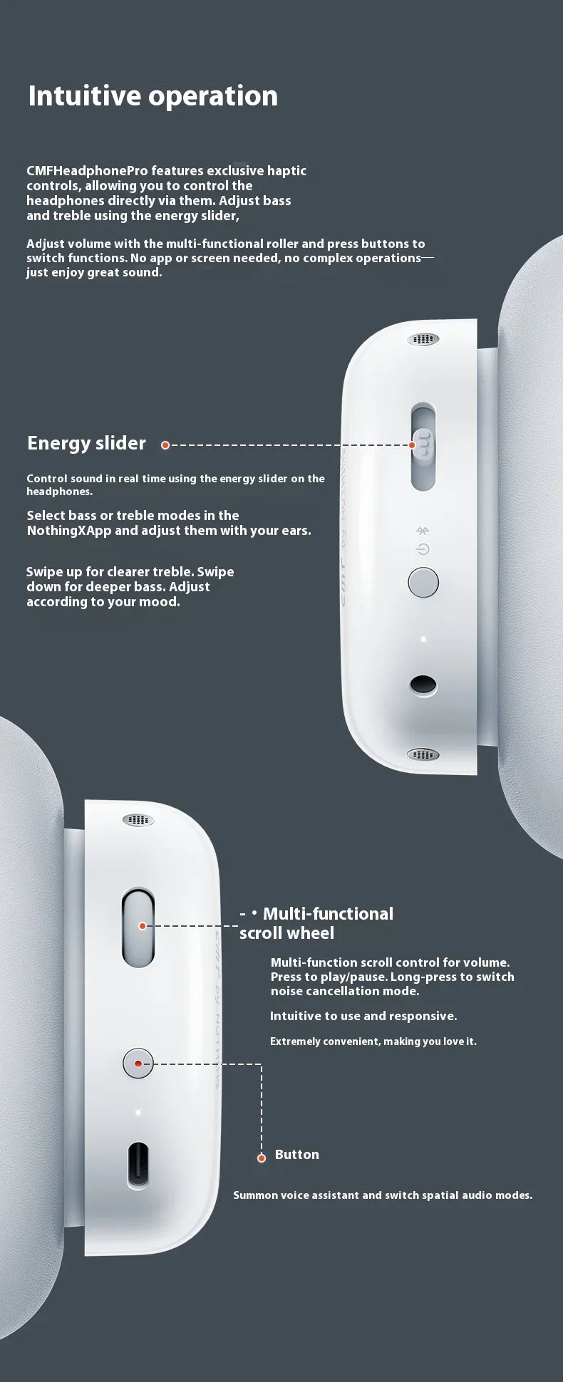 CMF By NOTHING Headphone Pro HIFI Wireless Headsets Bluetooth 40dB Noise Reduction Long Battery Life Gaming Music Headphone Gift