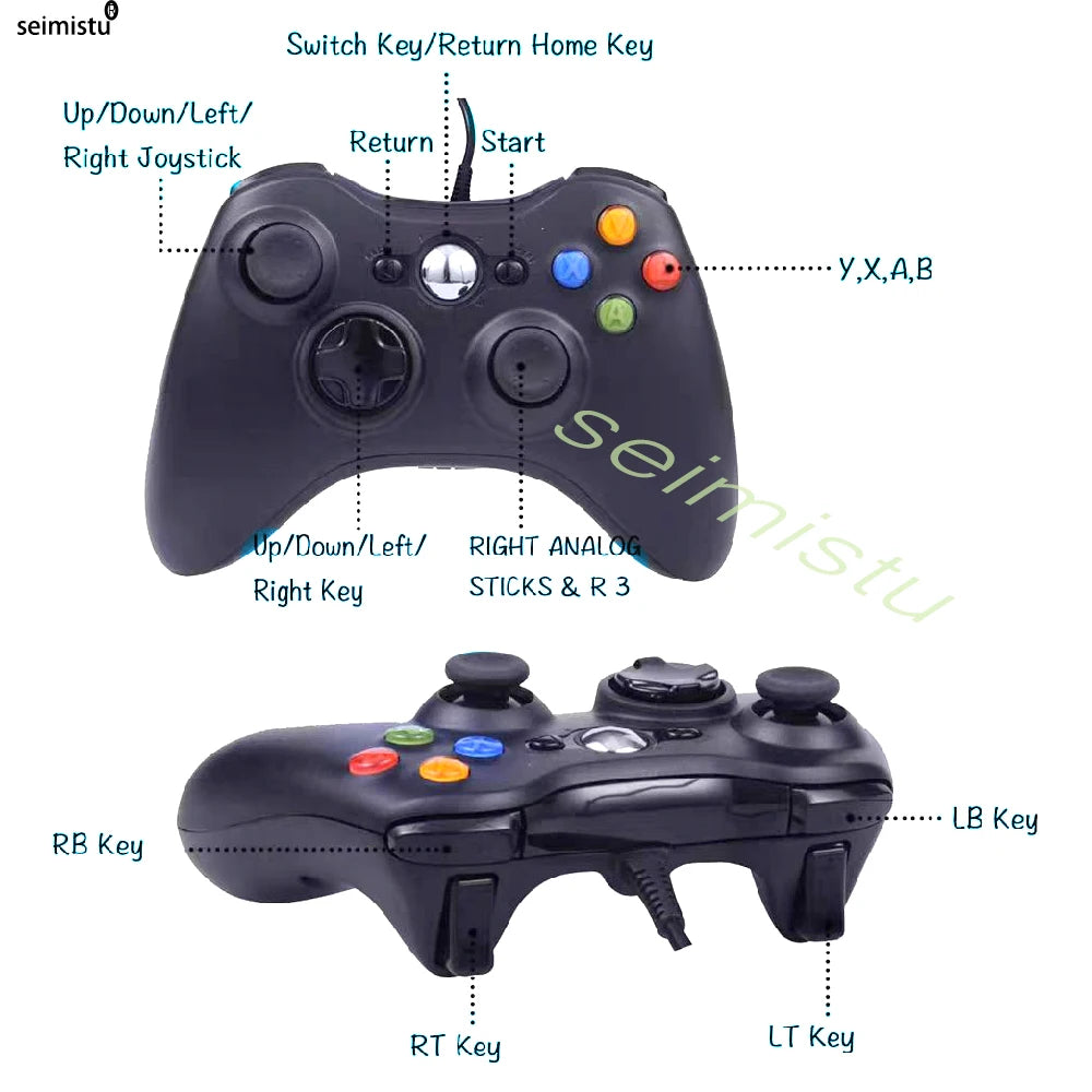 USB Wired Game Controller For PC Xbox360 Console Joypad For Win 7/8/10 PC Joystick Controle Mando Gamepad For Xbox 360