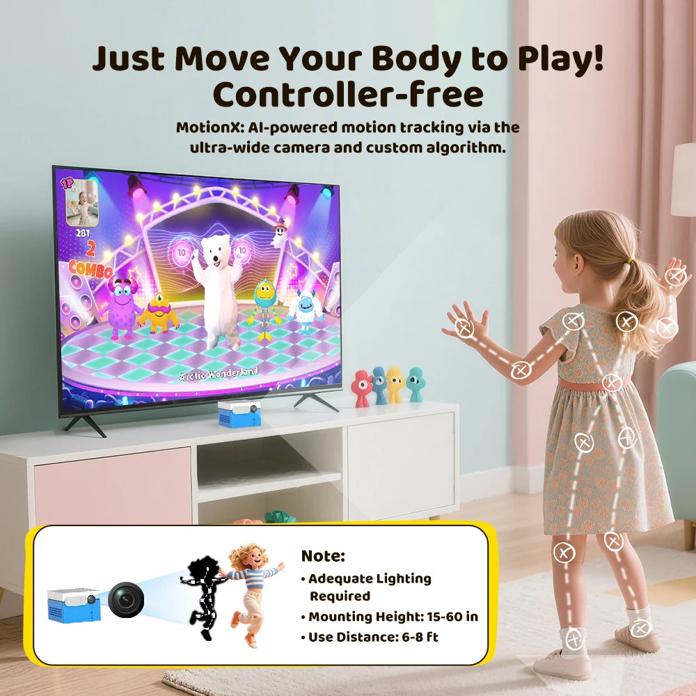 KINHANK MotionX Video Game Consoles with 30+Games for Kids & Families,Continuous Updates,Plug & Play Indoor Active Play System