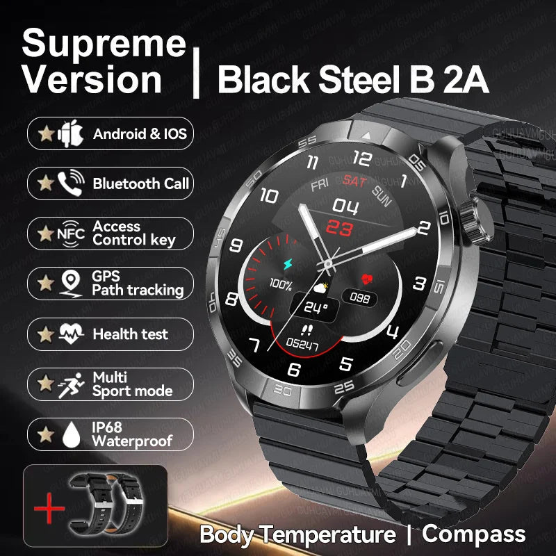 2025 New GT5 Pro GPS Sports Compass SmartWatch Men 1.85" AMOLED HD Screen NFC IP68 Waterproof Bluetooth Call Smartbracelet Woman