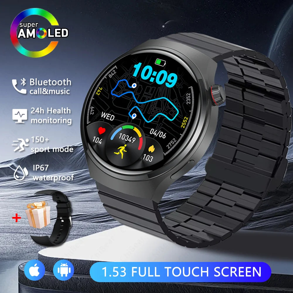 Watch 4 Pro Sports Smart Watch Men 360*360 AMOLED HD Screen Heart Rate Bluetooth Call IP68 Waterproof Music SmartWatch 2025 New