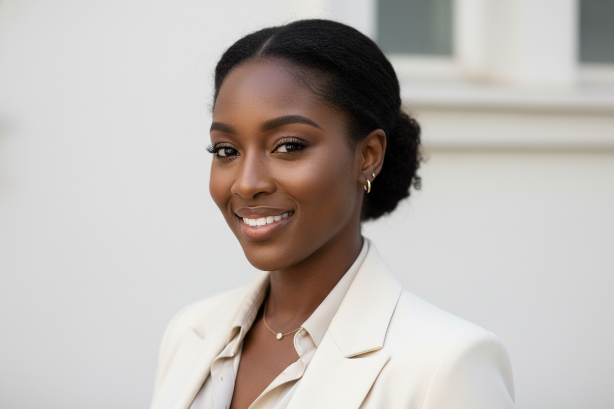 Foto de perfil de uma linda mulher de pele negra