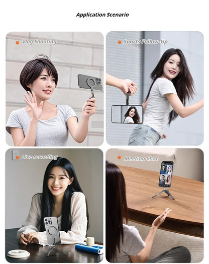 Aluminum For Magsafe Tripod Magnetic Phone Holder Universal Magnetic Phone Tripod Mount Foldable Camera Phone Tripod Stand