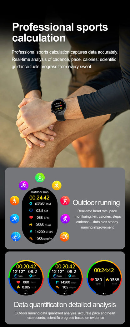 Watch 4 Pro Sports Smart Watch Men 360*360 AMOLED HD Screen Heart Rate Bluetooth Call IP68 Waterproof Music SmartWatch 2025 New