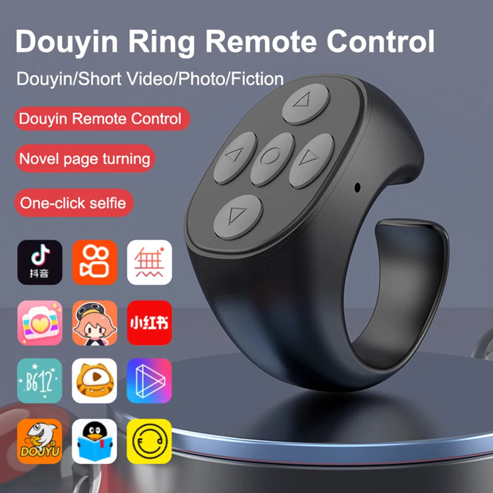For TikTok Ring Bluetooth Remote Control Fingertip Selfie Video Controller Automatic Page Turner Browsing For Mobile Phone