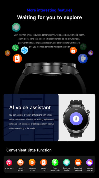 2025 New GT5 Pro GPS Sports Compass SmartWatch Men 1.85" AMOLED HD Screen NFC IP68 Waterproof Bluetooth Call Smartbracelet Woman