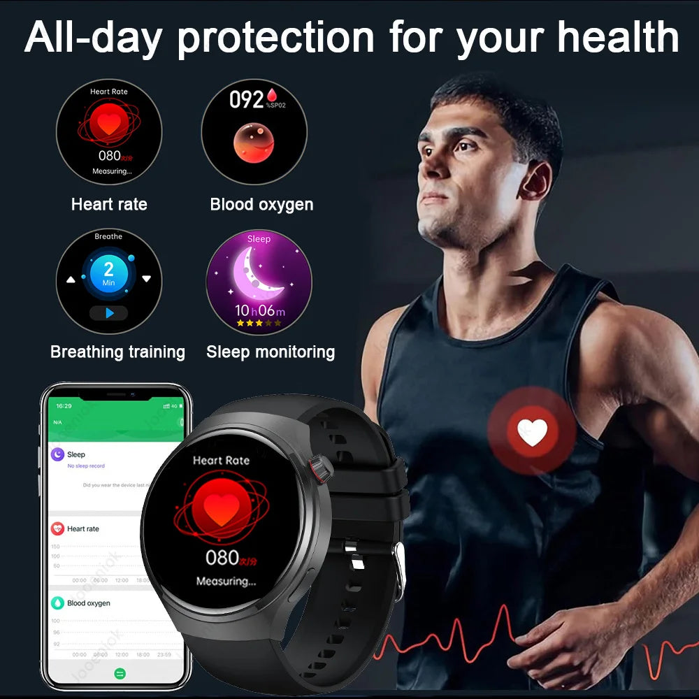 Watch 4 Pro Sports Smart Watch Men 360*360 AMOLED HD Screen Heart Rate Bluetooth Call IP68 Waterproof Music SmartWatch 2025 New