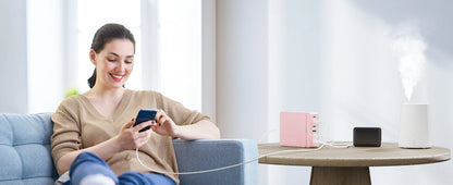 100W 6-Port GaN Quick Charge Hub - PD 3.0 Type C and USB A Charging Case - for Cell Phone Tablet Laptop