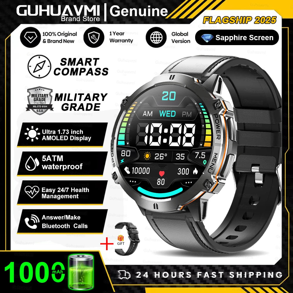 T-Rex 3 Military Grade 1000mAh Battery Smart Watch 10ATM Waterproof GPS Compass Altimeter Call AMOLED Men Swim Sports Smartwatch