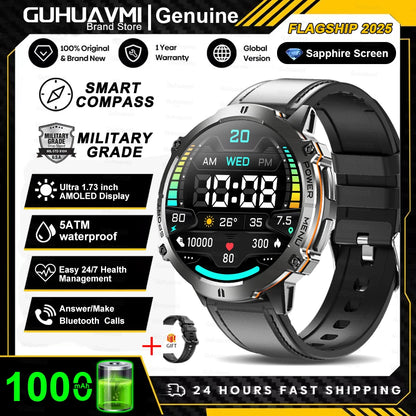 T-Rex 3 Military Grade 1000mAh Battery Smart Watch 10ATM Waterproof GPS Compass Altimeter Call AMOLED Men Swim Sports Smartwatch