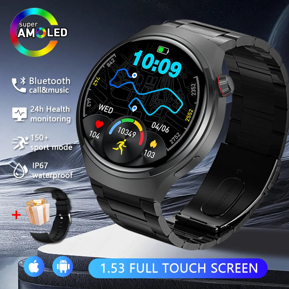 Watch 4 Pro Sports Smart Watch Men 360*360 AMOLED HD Screen Heart Rate Bluetooth Call IP68 Waterproof Music SmartWatch 2025 New