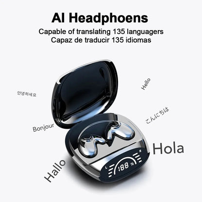 Bluetooth 5.3 AI Translation Earphones Support 135 Language Wireless Headphones Sleep Headsets HiFi Noise Reduction Earbuds