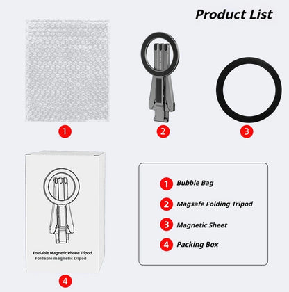 Aluminum For Magsafe Tripod Magnetic Phone Holder Universal Magnetic Phone Tripod Mount Foldable Camera Phone Tripod Stand