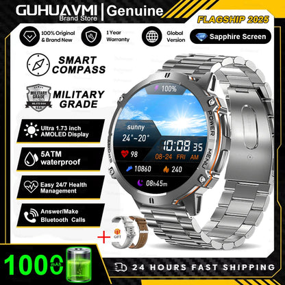 T-Rex 3 Military Grade 1000mAh Battery Smart Watch 10ATM Waterproof GPS Compass Altimeter Call AMOLED Men Swim Sports Smartwatch