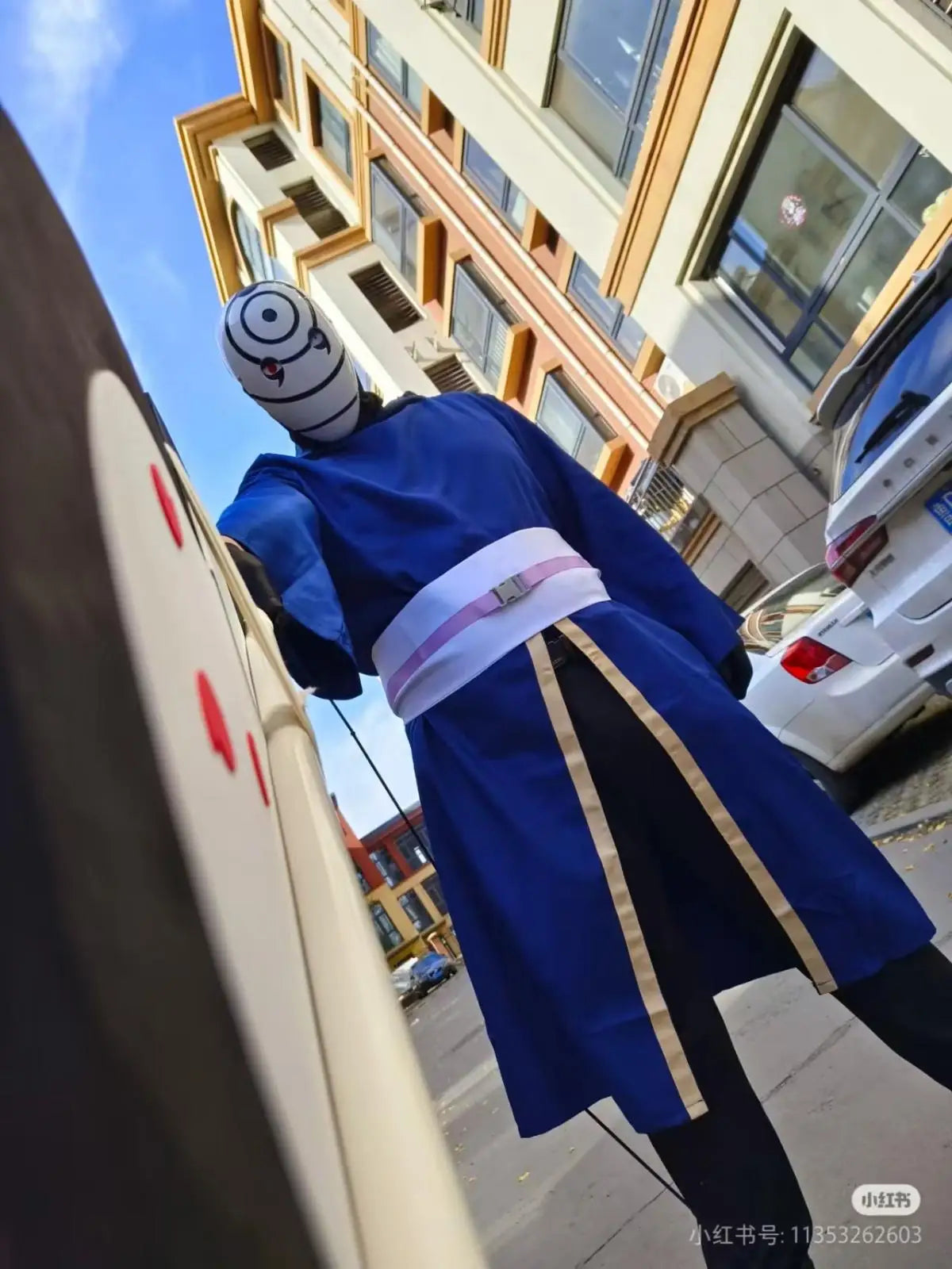 Akatsuki Tobi Uchiha Mask with LED Red Sharingan Eyes Glowing Full Face Cosplay Prop for Halloween Anime Convention Party