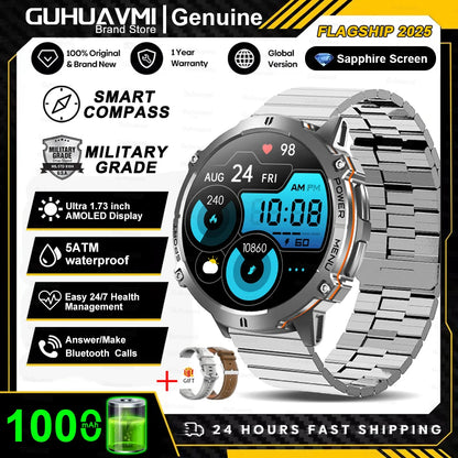 T-Rex 3 Military Grade 1000mAh Battery Smart Watch 10ATM Waterproof GPS Compass Altimeter Call AMOLED Men Swim Sports Smartwatch