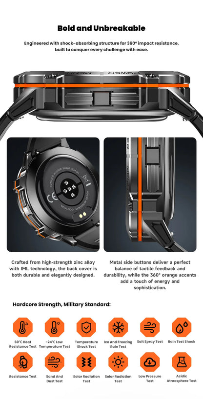 T-Rex 3 Military Grade 1000mAh Battery Smart Watch 10ATM Waterproof GPS Compass Altimeter Call AMOLED Men Swim Sports Smartwatch