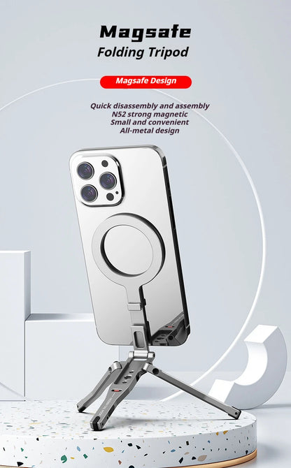 Aluminum For Magsafe Tripod Magnetic Phone Holder Universal Magnetic Phone Tripod Mount Foldable Camera Phone Tripod Stand
