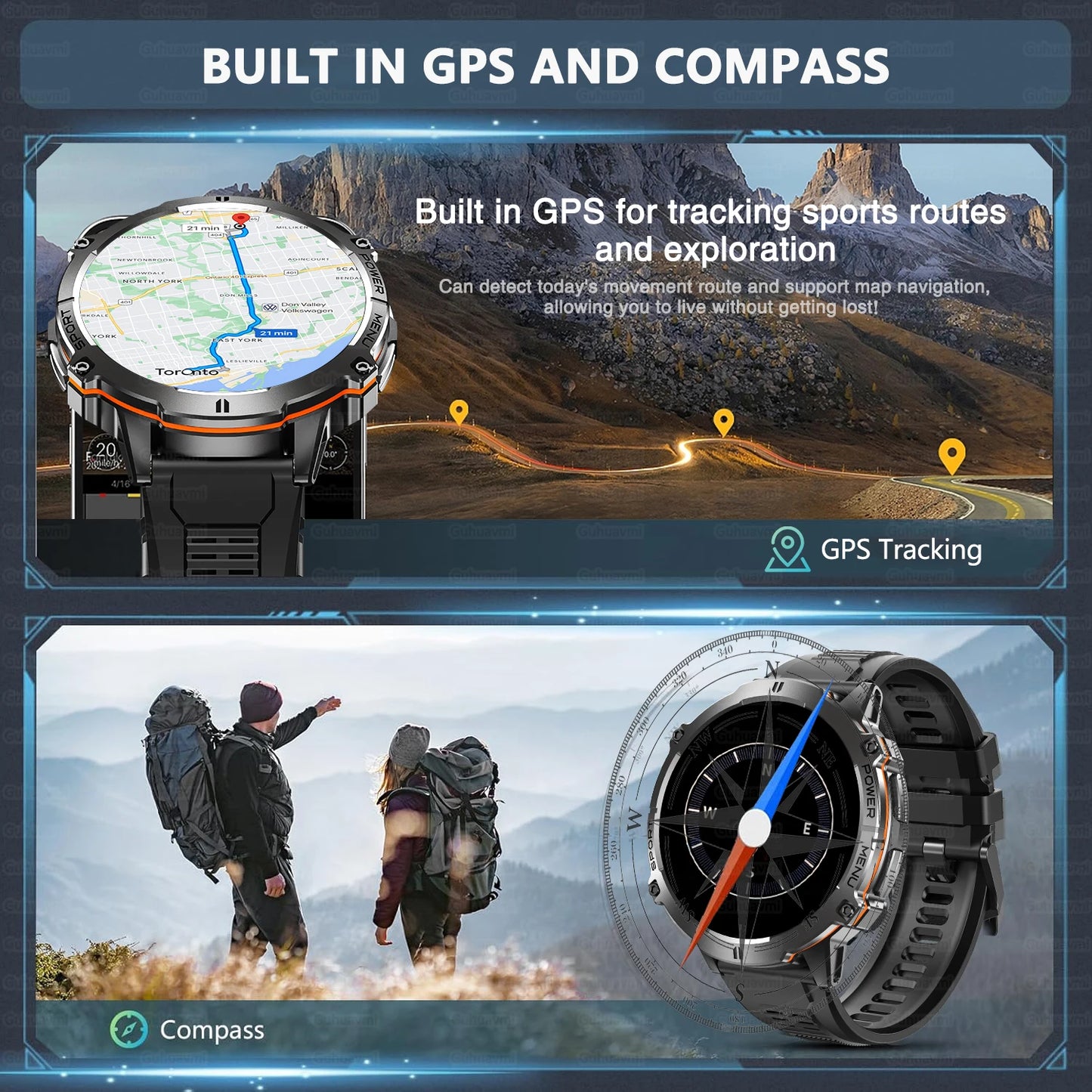 T-Rex 3 Military Grade 1000mAh Battery Smart Watch 10ATM Waterproof GPS Compass Altimeter Call AMOLED Men Swim Sports Smartwatch