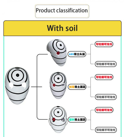 Akatsuki Tobi Uchiha Mask with LED Red Sharingan Eyes Glowing Full Face Cosplay Prop for Halloween Anime Convention Party