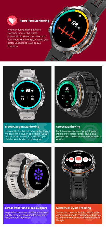 T-Rex 3 Military Grade 1000mAh Battery Smart Watch 10ATM Waterproof GPS Compass Altimeter Call AMOLED Men Swim Sports Smartwatch