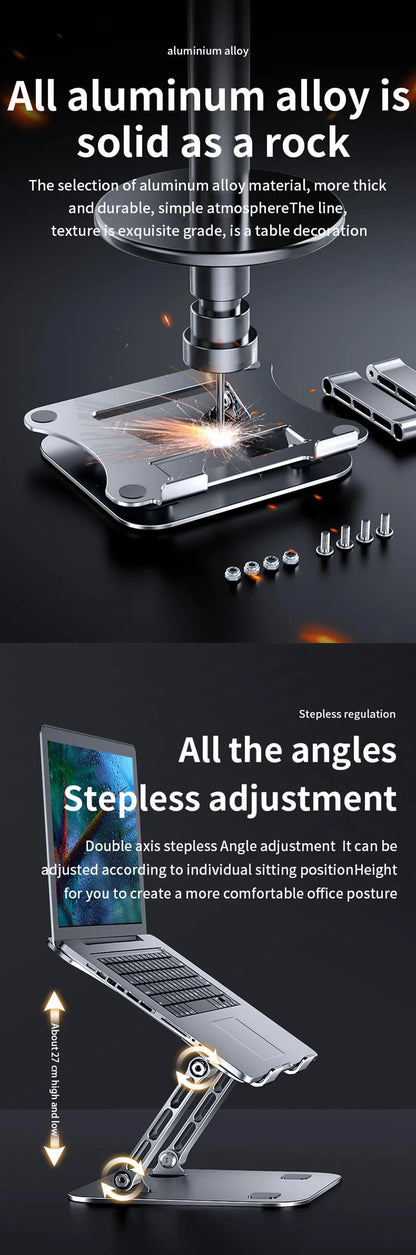 Tablet Stand Adjustable Aluminum Alloy Laptop Tablet up to 17 "Laptop Portable Folding Stand Cooling Stand Support