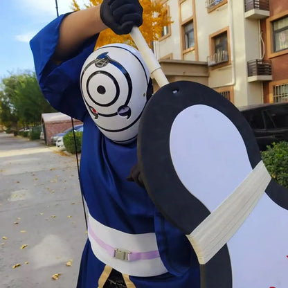 Akatsuki Tobi Uchiha Mask with LED Red Sharingan Eyes Glowing Full Face Cosplay Prop for Halloween Anime Convention Party