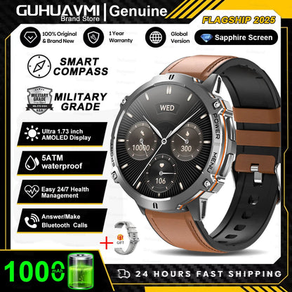 T-Rex 3 Military Grade 1000mAh Battery Smart Watch 10ATM Waterproof GPS Compass Altimeter Call AMOLED Men Swim Sports Smartwatch