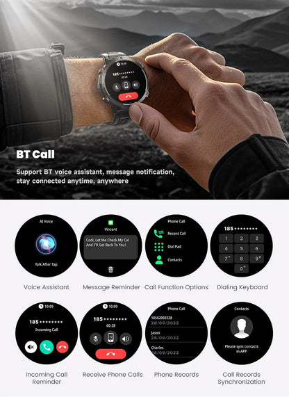 T-Rex 3 Military Grade 1000mAh Battery Smart Watch 10ATM Waterproof GPS Compass Altimeter Call AMOLED Men Swim Sports Smartwatch