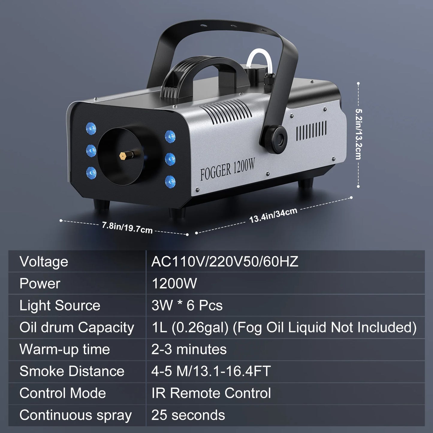 DayFlicker 2Pcs 1200W Fog Machine with RGB 6LEDs Lighting for Play Theater Professional Stage Home Entertainment Halloween Party