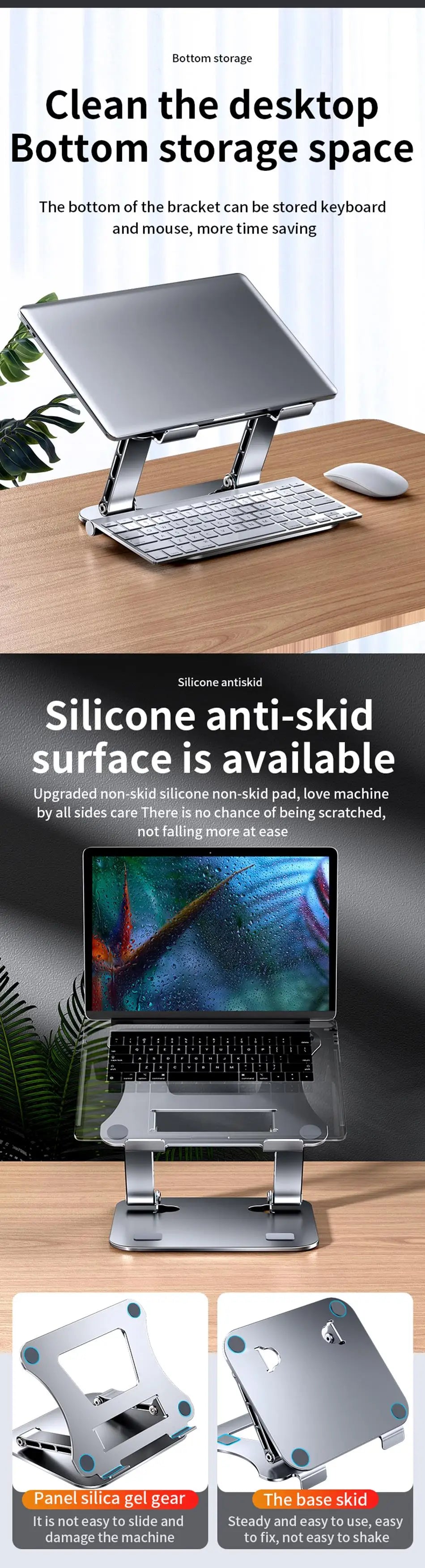 Tablet Stand Adjustable Aluminum Alloy Laptop Tablet up to 17 "Laptop Portable Folding Stand Cooling Stand Support