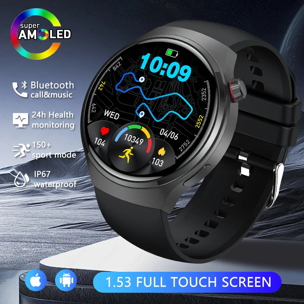 Watch 4 Pro Sports Smart Watch Men 360*360 AMOLED HD Screen Heart Rate Bluetooth Call IP68 Waterproof Music SmartWatch 2025 New