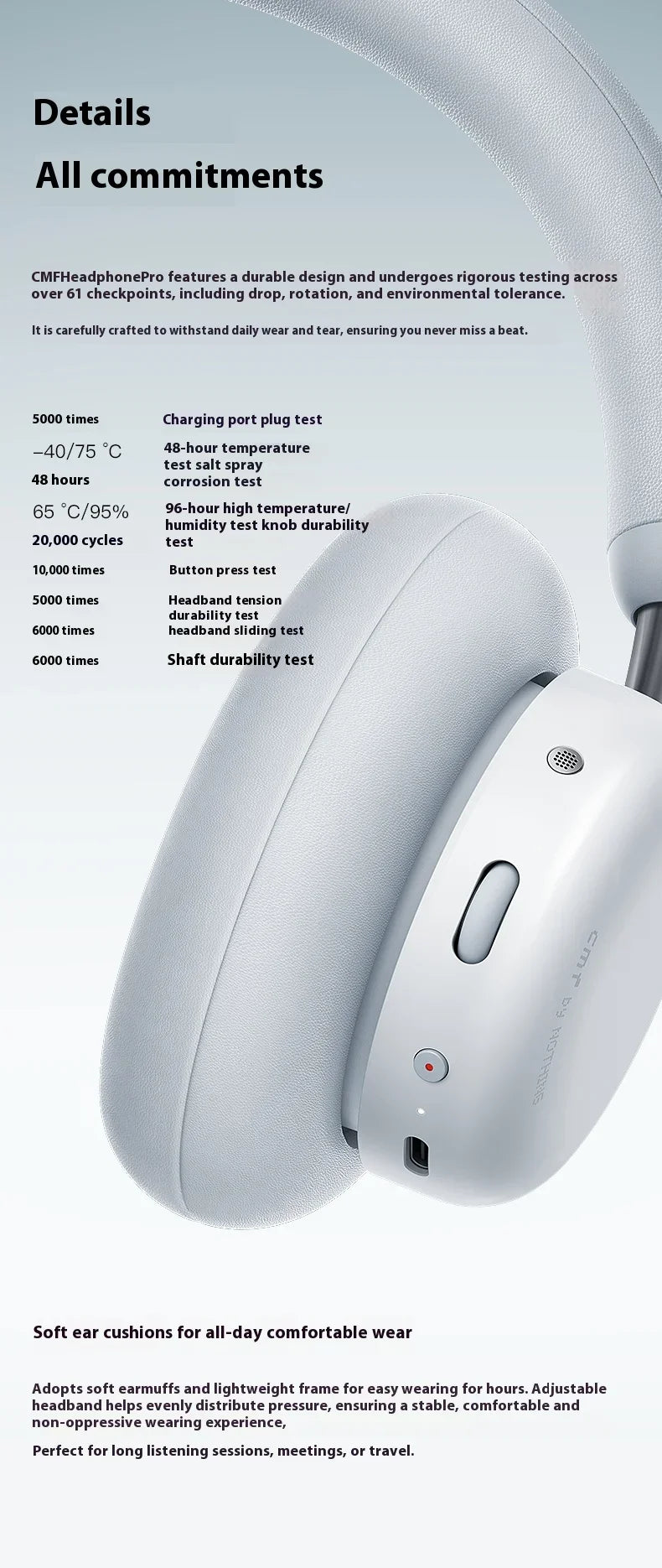 CMF By NOTHING Headphone Pro HIFI Wireless Headsets Bluetooth 40dB Noise Reduction Long Battery Life Gaming Music Headphone Gift