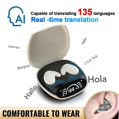 Bluetooth 5.3 AI Translation Earphones Support 135 Language Wireless Headphones Sleep Headsets HiFi Noise Reduction Earbuds
