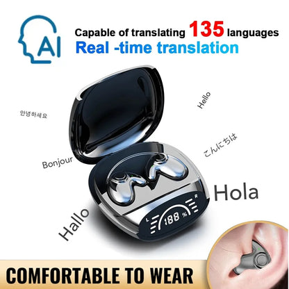 Bluetooth 5.3 AI Translation Earphones Support 135 Language Wireless Headphones Sleep Headsets HiFi Noise Reduction Earbuds
