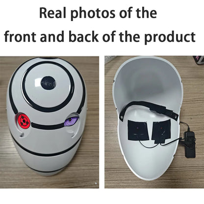 Akatsuki Tobi Uchiha Mask with LED Red Sharingan Eyes Glowing Full Face Cosplay Prop for Halloween Anime Convention Party