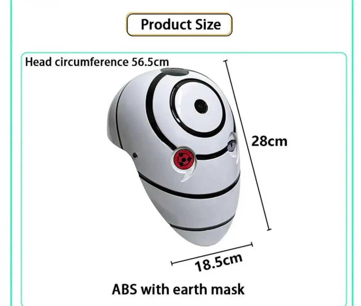 Akatsuki Tobi Uchiha Mask with LED Red Sharingan Eyes Glowing Full Face Cosplay Prop for Halloween Anime Convention Party