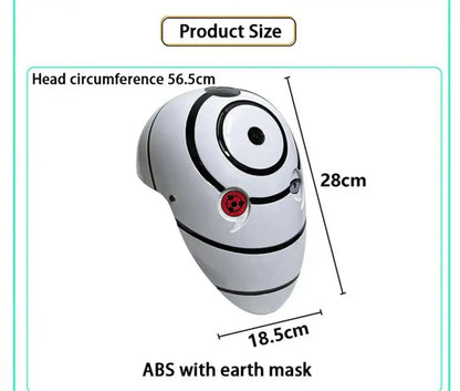 Akatsuki Tobi Uchiha Mask with LED Red Sharingan Eyes Glowing Full Face Cosplay Prop for Halloween Anime Convention Party