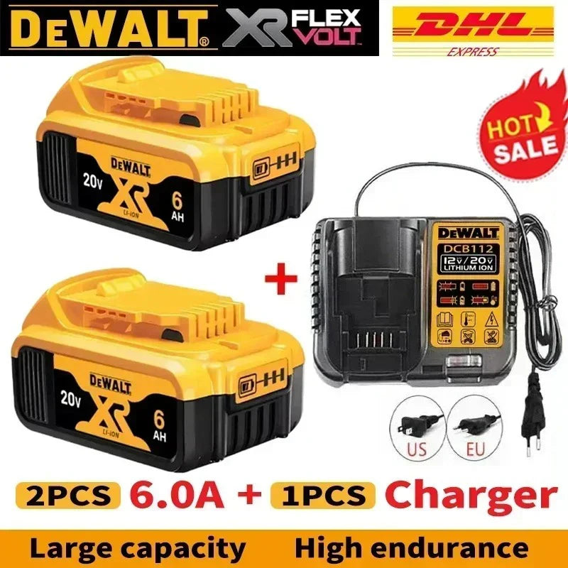DeWALT Original Battery 20V/60V 6Ah 9Ah MAX FlexVolt for DCB606 DCB205 DCB206 DCB209 DCB182 Power Tool with Charger