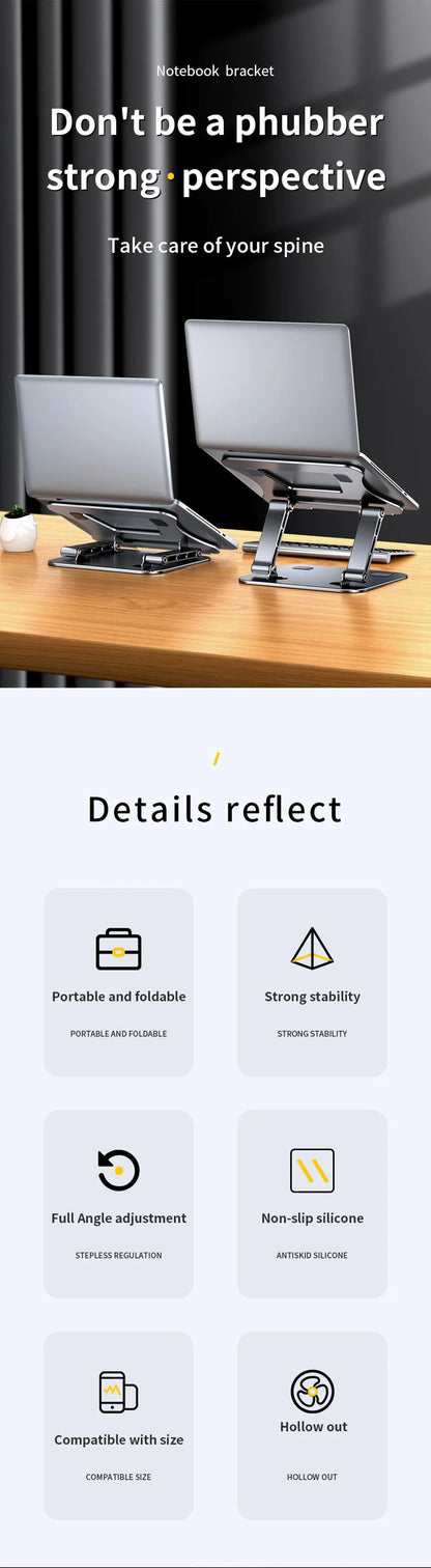 Tablet Stand Adjustable Aluminum Alloy Laptop Tablet up to 17 "Laptop Portable Folding Stand Cooling Stand Support