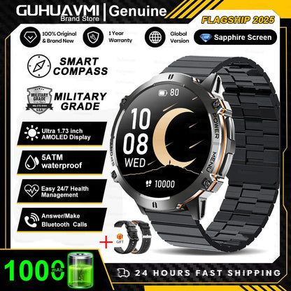 T-Rex 3 Military Grade 1000mAh Battery Smart Watch 10ATM Waterproof GPS Compass Altimeter Call AMOLED Men Swim Sports Smartwatch