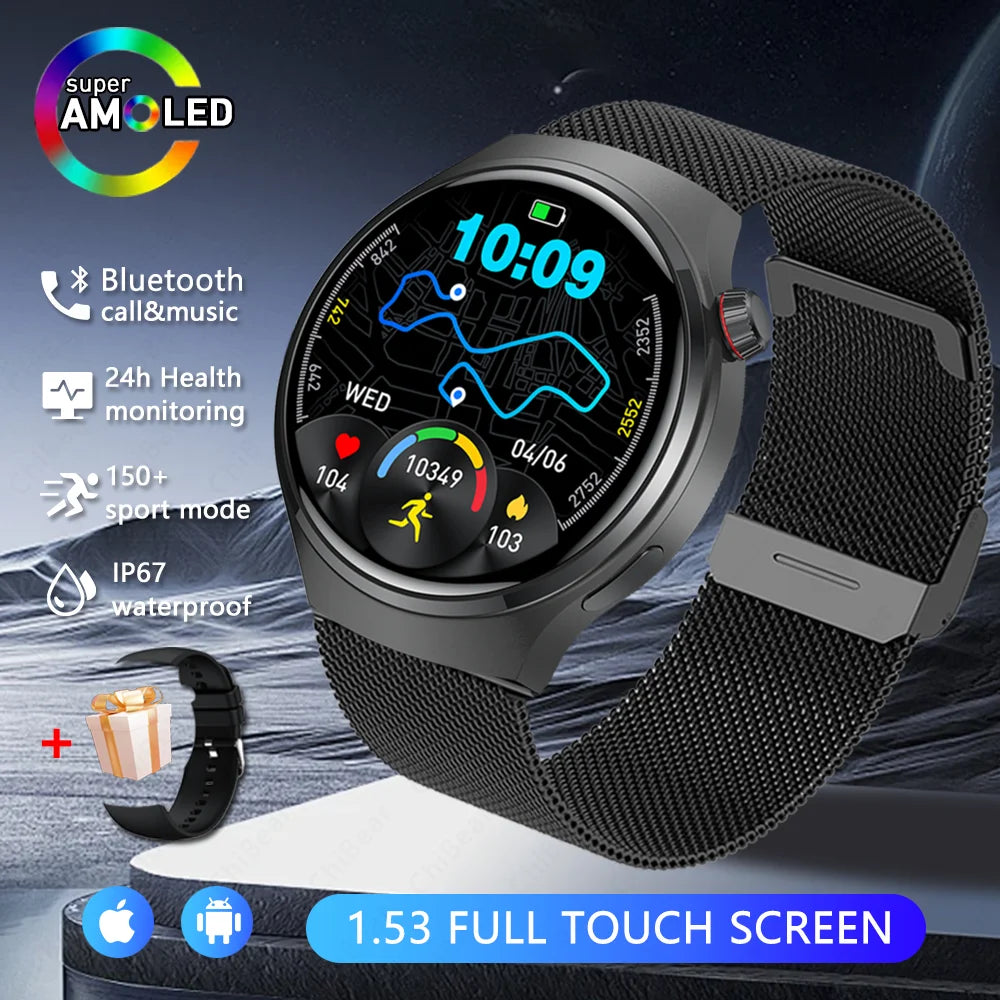 Watch 4 Pro Sports Smart Watch Men 360*360 AMOLED HD Screen Heart Rate Bluetooth Call IP68 Waterproof Music SmartWatch 2025 New