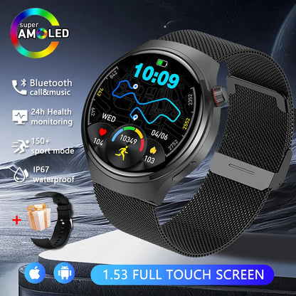 Watch 4 Pro Sports Smart Watch Men 360*360 AMOLED HD Screen Heart Rate Bluetooth Call IP68 Waterproof Music SmartWatch 2025 New